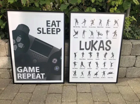 Fortnite plakater til gamer værelset. Personlig med navn