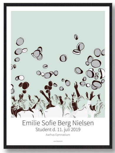 Personlgi studenterplakat, hvor du kan tilføje navn og dato for færdiggørelse