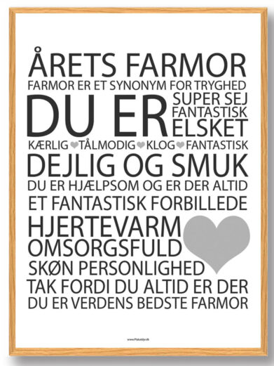 Årets farmor plakat - hvid