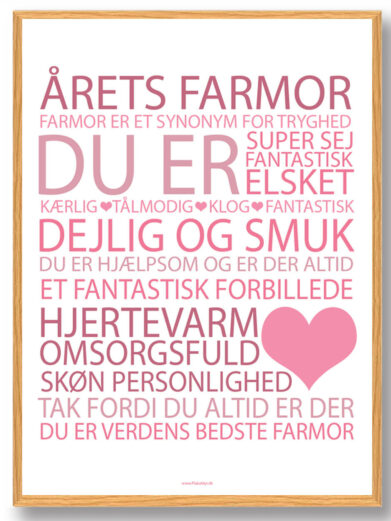 Årets farmor plakat - lyserød