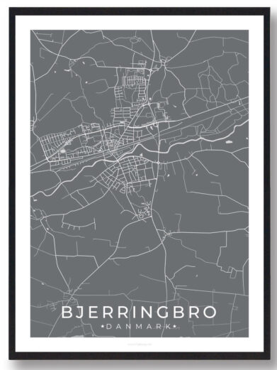 Bjerringbro by plakat - grå