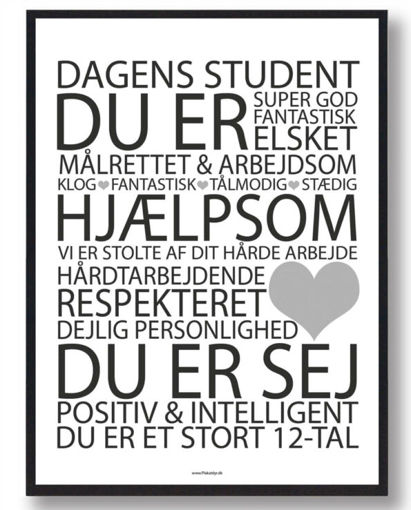 Student citatplakat med sort skrift på hvid baggrund