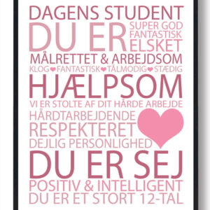 Dagens student plakat - lyserød