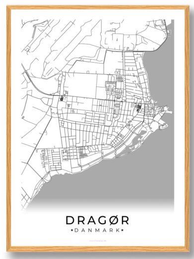 Dragør by plakat  - hvid
