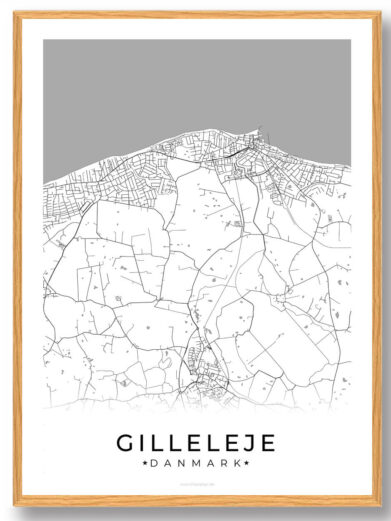 Gilleleje by plakat - hvid
