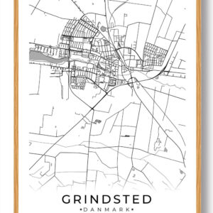 Grindsted by plakat - hvid