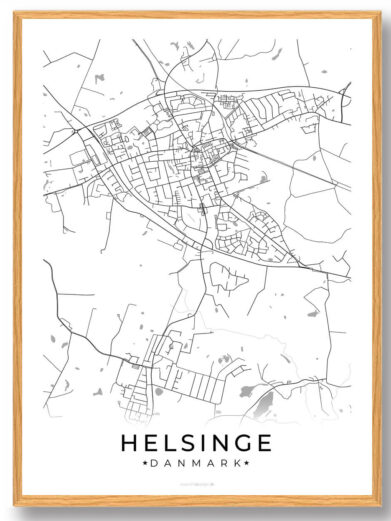 Helsinge by plakat - hvid