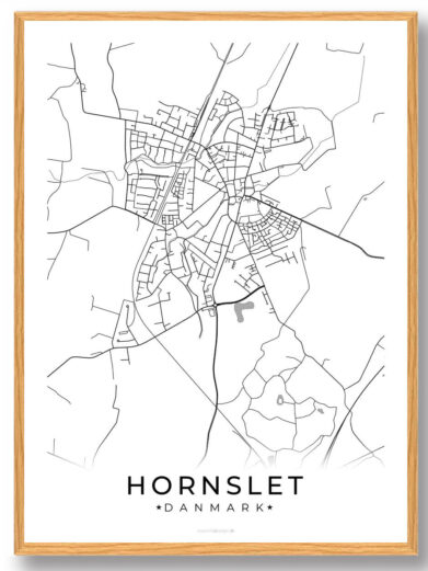 Hornslet by plakat - hvid