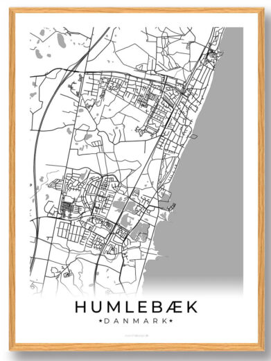 Humlebæk by plakat - hvid