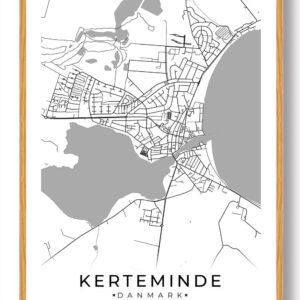 Kerteminde by plakat - hvid