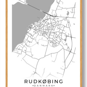 Rudkøbing by plakat - hvid