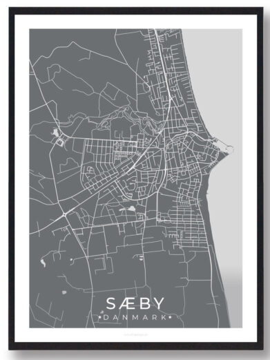 Sæby by plakat - grå