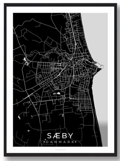 Sæby by plakat - sort