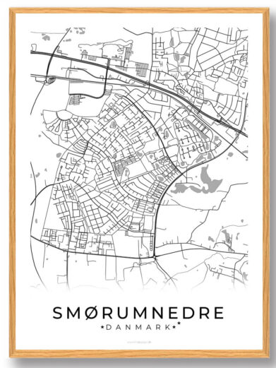 Smørumnedre by plakat - hvid