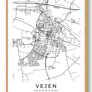 Vejen by plakat - hvid