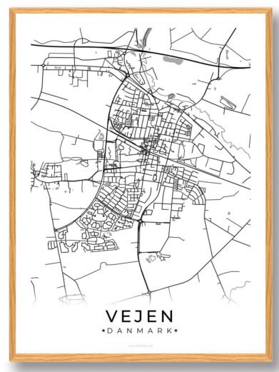Vejen by plakat - hvid