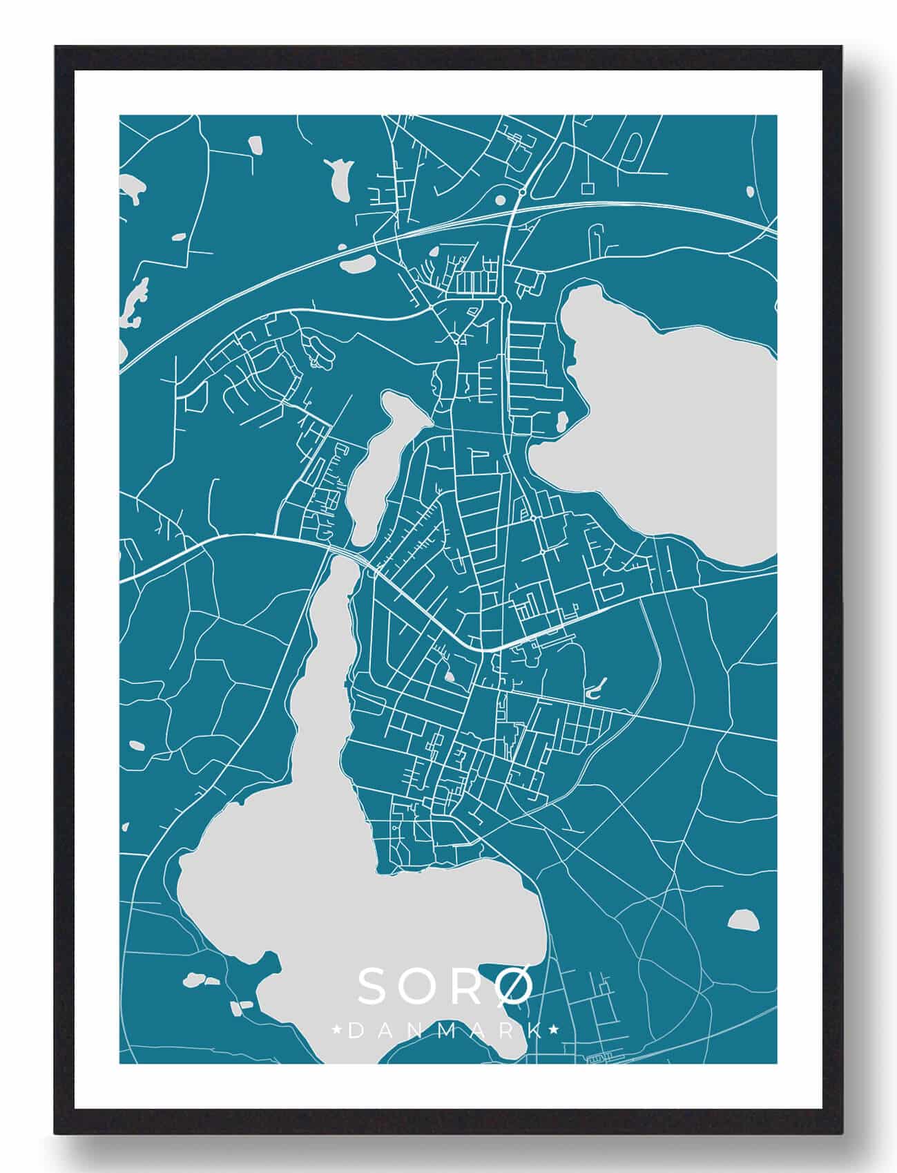 Sorø by plakat - blå