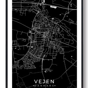 Vejen by plakat - sort