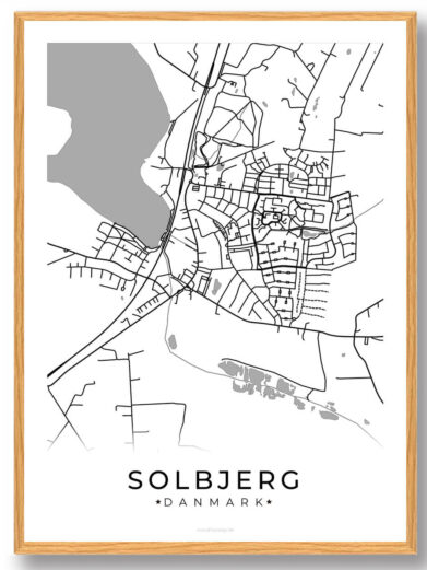 Solbjerg by plakat - hvid