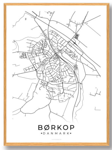 Børkop by plakat - hvid