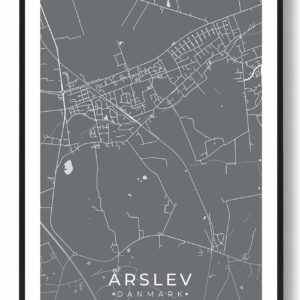 Årslev by plakat - grå