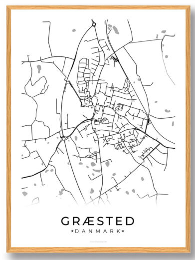 Græsted by plakat - hvid