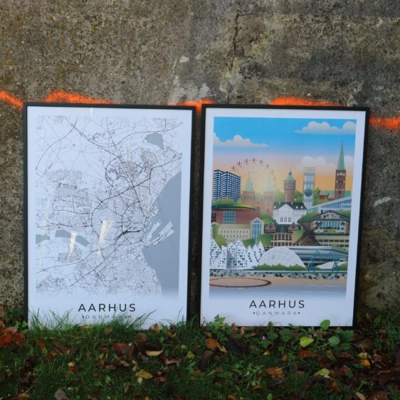 Aarhus plakatsæt med 2 forskellige plakater af Aarhus