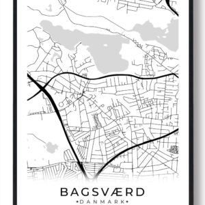 Bagsværd by plakat - hvid