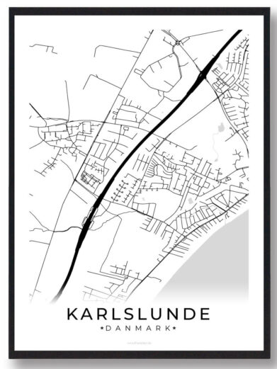Karlslunde by plakat - hvid