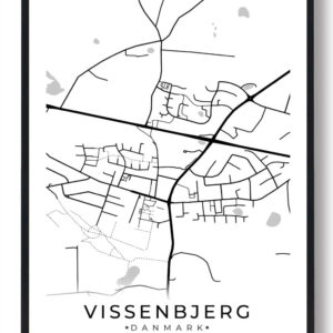 Vissenbjerg by plakat - hvid