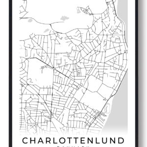 Charlottenlund by plakat - hvid