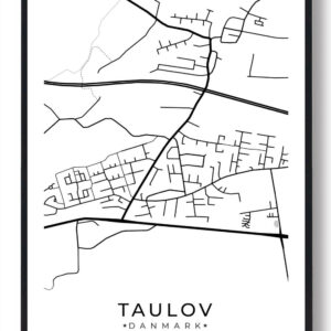Taulov by plakat - hvid