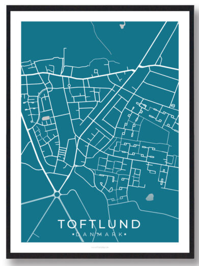 Toftlund by plakat - blå