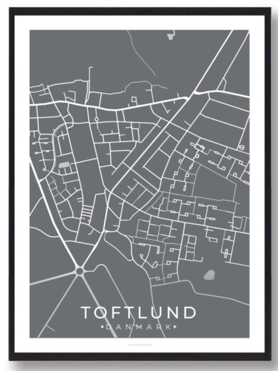 Toftlund by plakat - grå