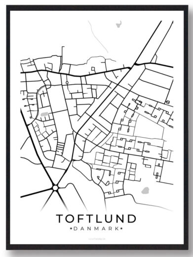 Toftlund by plakat - hvid