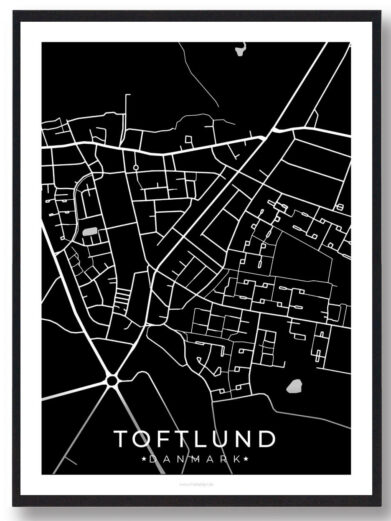 Toftlund by plakat - sort