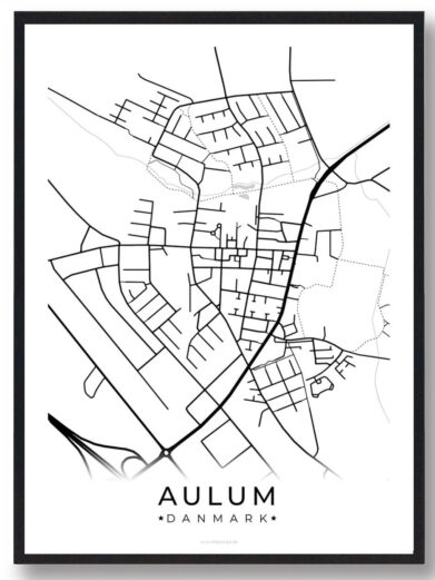 Aulum by plakat - hvid