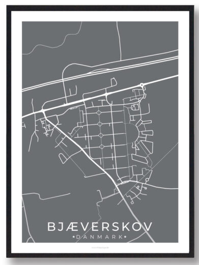 Bjæverskov by plakat - grå