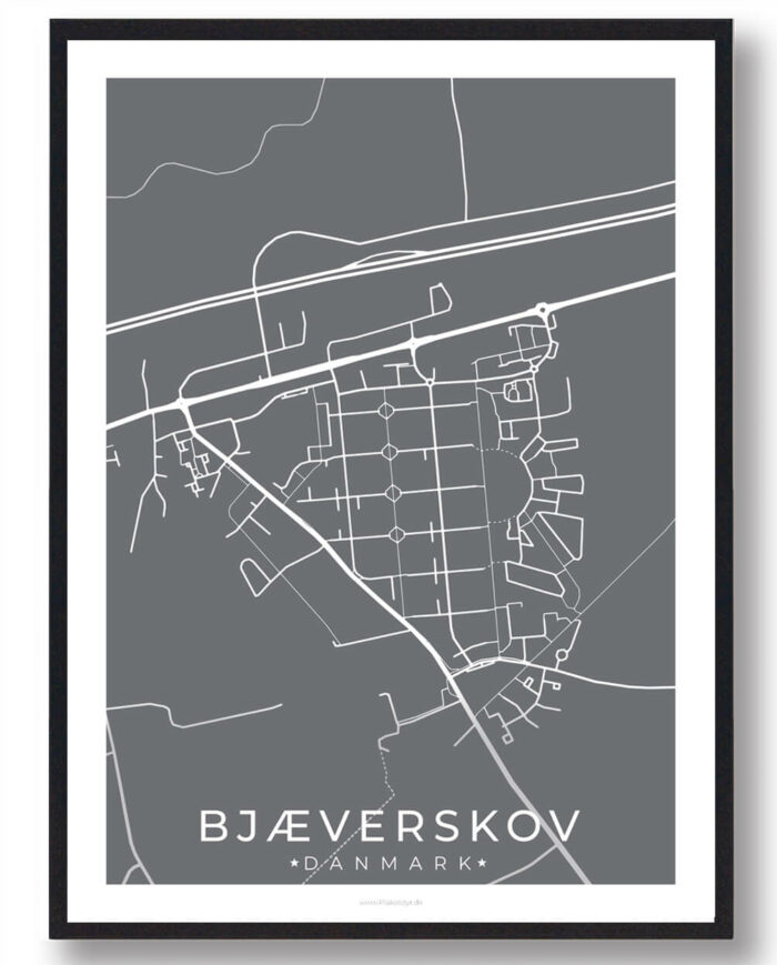 Bjæverskov by plakat - grå