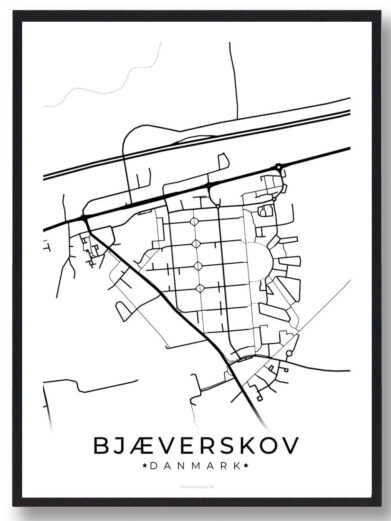 Bjæverskov by plakat - hvid