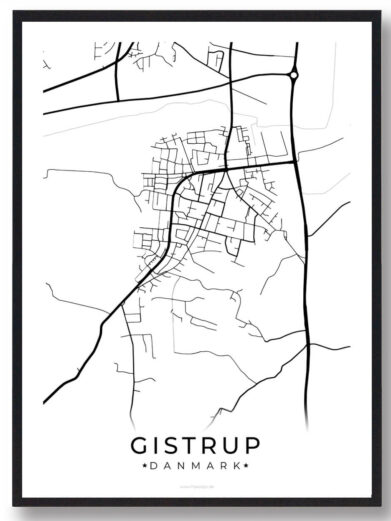 Gistrup by plakat - hvid