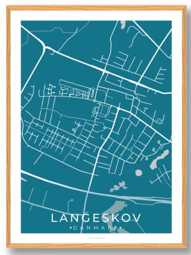 Langeskov by plakat - blå
