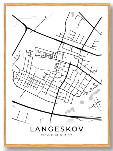 Langeskov by plakat - hvid