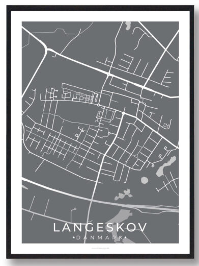 Langeskov by plakat - grå