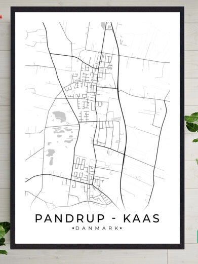 Pandrup-Kaas byplakat med hvid baggrund. Denne plakat med Pandrup-Kaas passer perfekt ind som boligplakat