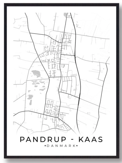 Pandrup-Kaas byplakat med hvid baggrund. Denne plakat med Pandrup-Kaas passer perfekt ind som boligplakat