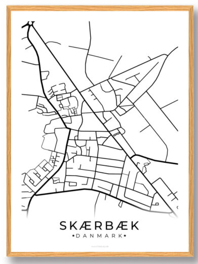 Skærbæk by plakat - hvid