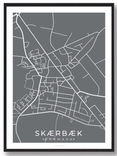 Skærbæk by plakat - grå