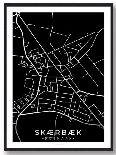 Skærbæk by plakat - sort