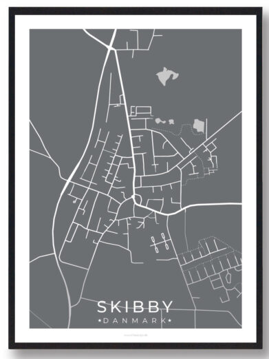 Skibby by plakat - grå